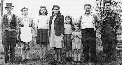 Spring of 1942, from left Ira and Lucy Noel, Patricia Ann Norman, Mary (Blakeman) Norman, Phyllis Jane Norman, Barbara Sue Norman, Ralph Norman, and M Sandy Blakeman