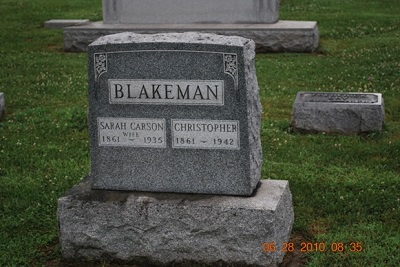 Christopher Blakeman Aug 26 1861-Nov 26 1942 / Sarah Ellen Carson Nov 13 1861-Dec 5 1935